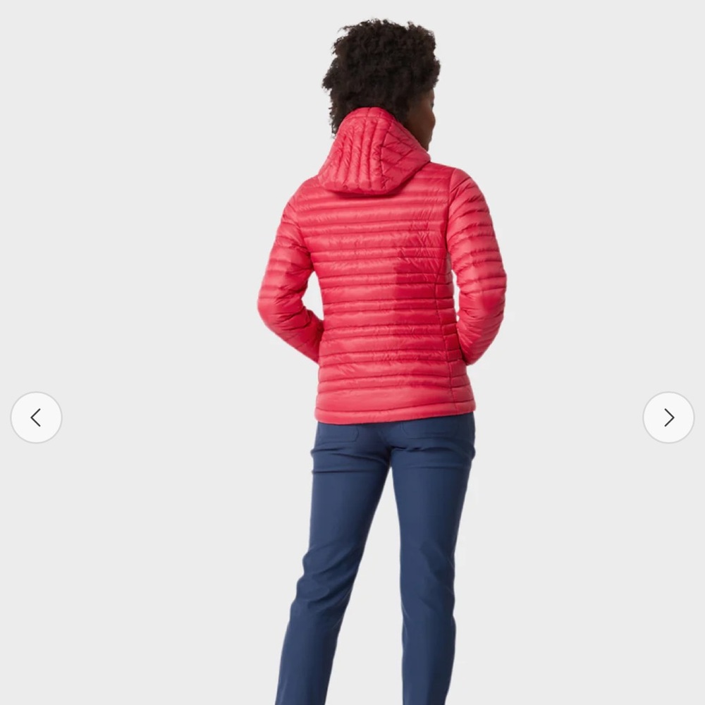 Stio Women's Pink Hooded Down Jacket with Yellow Trim - Picture 9 of 11